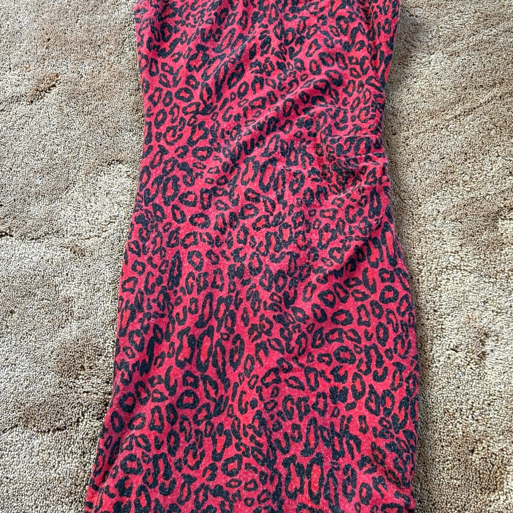 Cache Red and Black Animal Print Dress